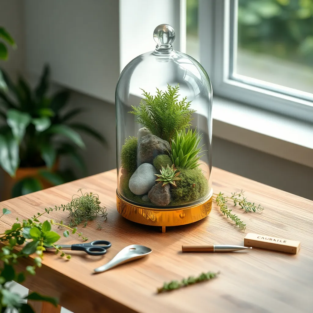 Arrange Plants in Glass Cloche