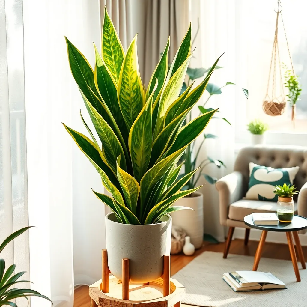 Snake Plant (Low-Light Tolerant and Air-Purifying)